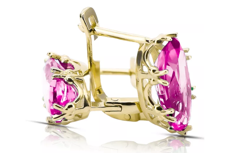 8K žluté zlato 333 Amethyst náušnice vec021x-am Russian Soviet USSR Vintage Jewlery Art Deco style